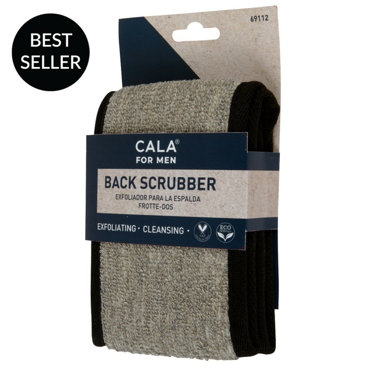 CALA FOR MEN: BACK SCRUBBER (TAUPE / BLK)