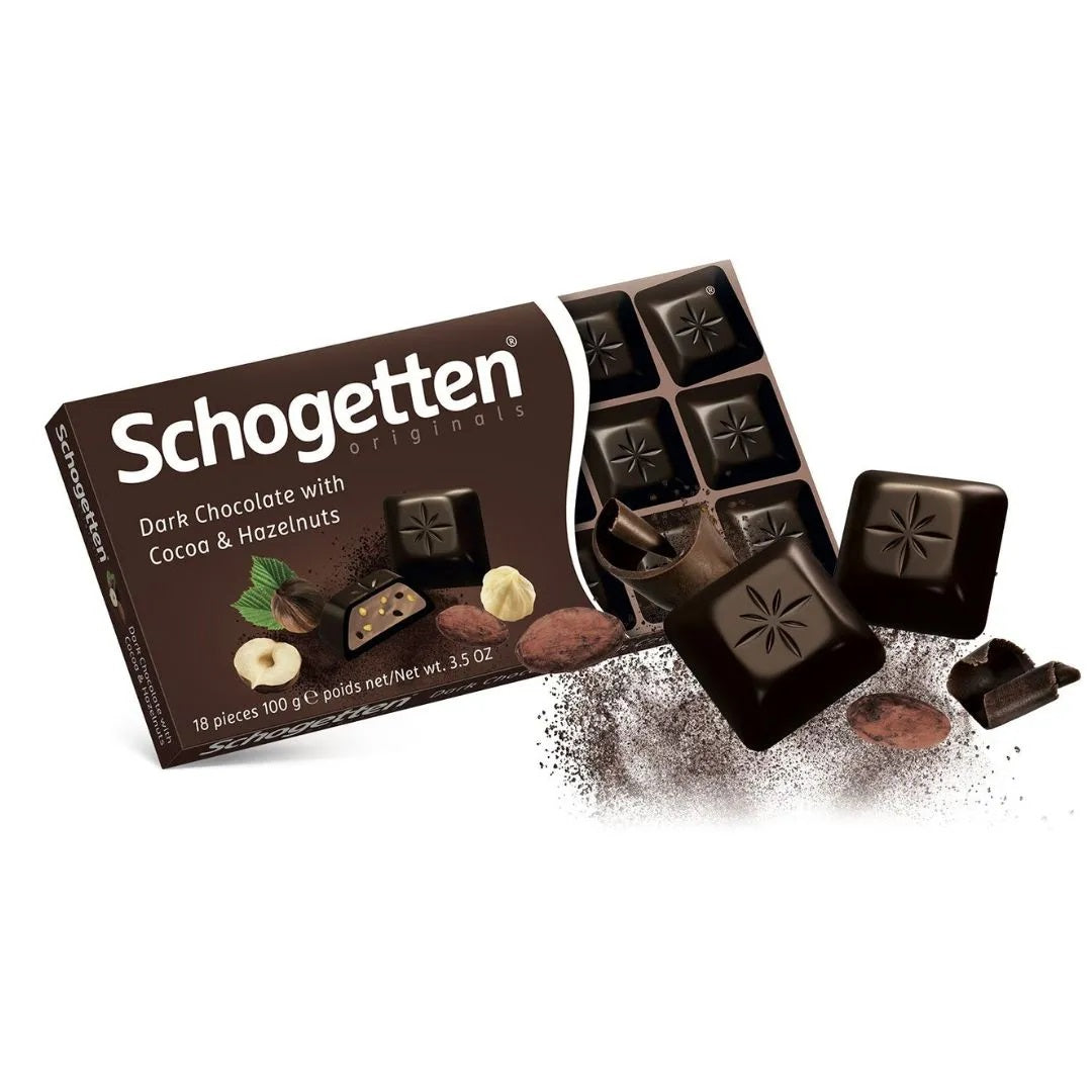 Schogetten Dark Chocolate with Cocoa & Hazelnuts, 100g